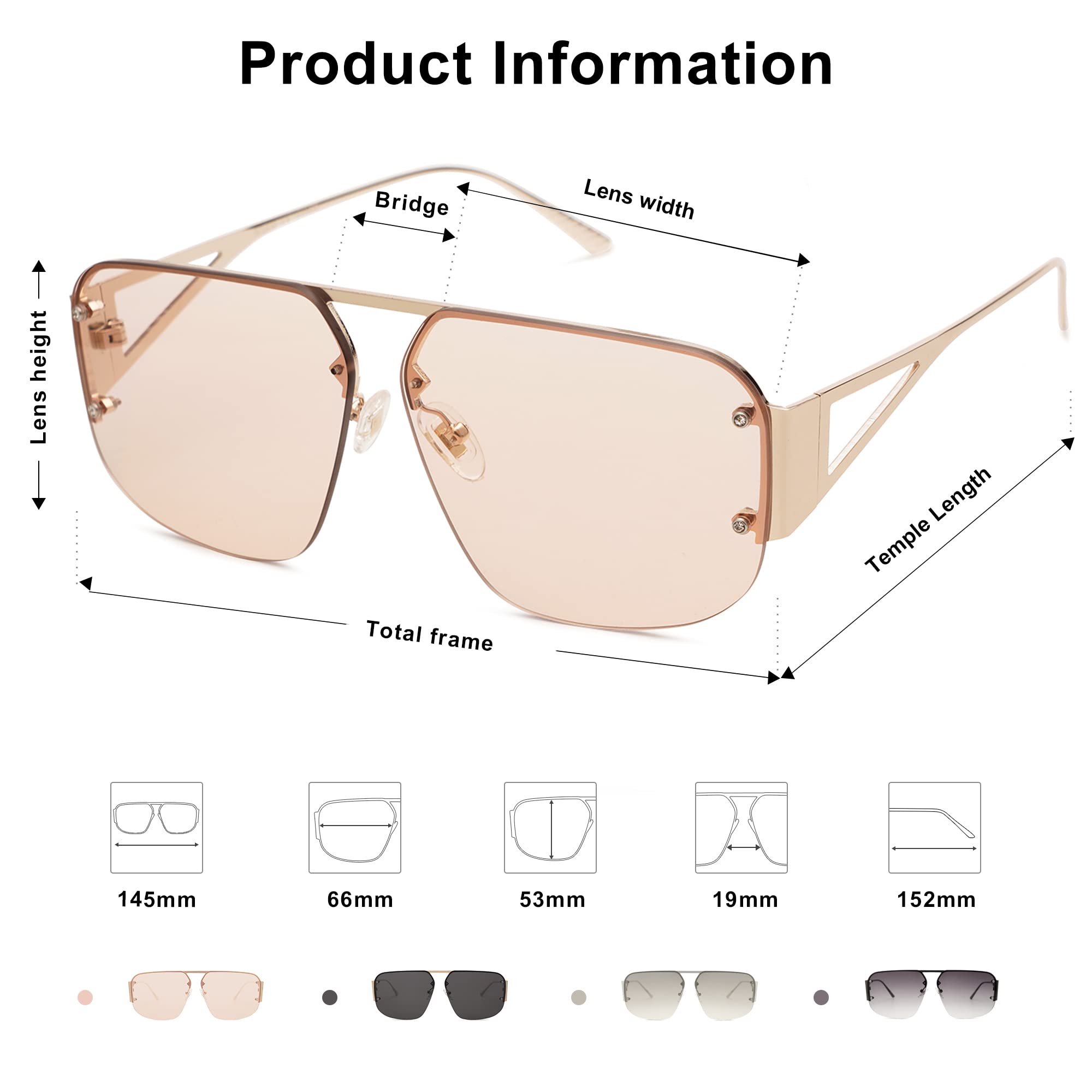 SOJOS Trendy Aviator Sunglasses Mens Womens Retro Metal Rimless Frame Shades Lentes De Sol Para Mujer SJ1192 Brown