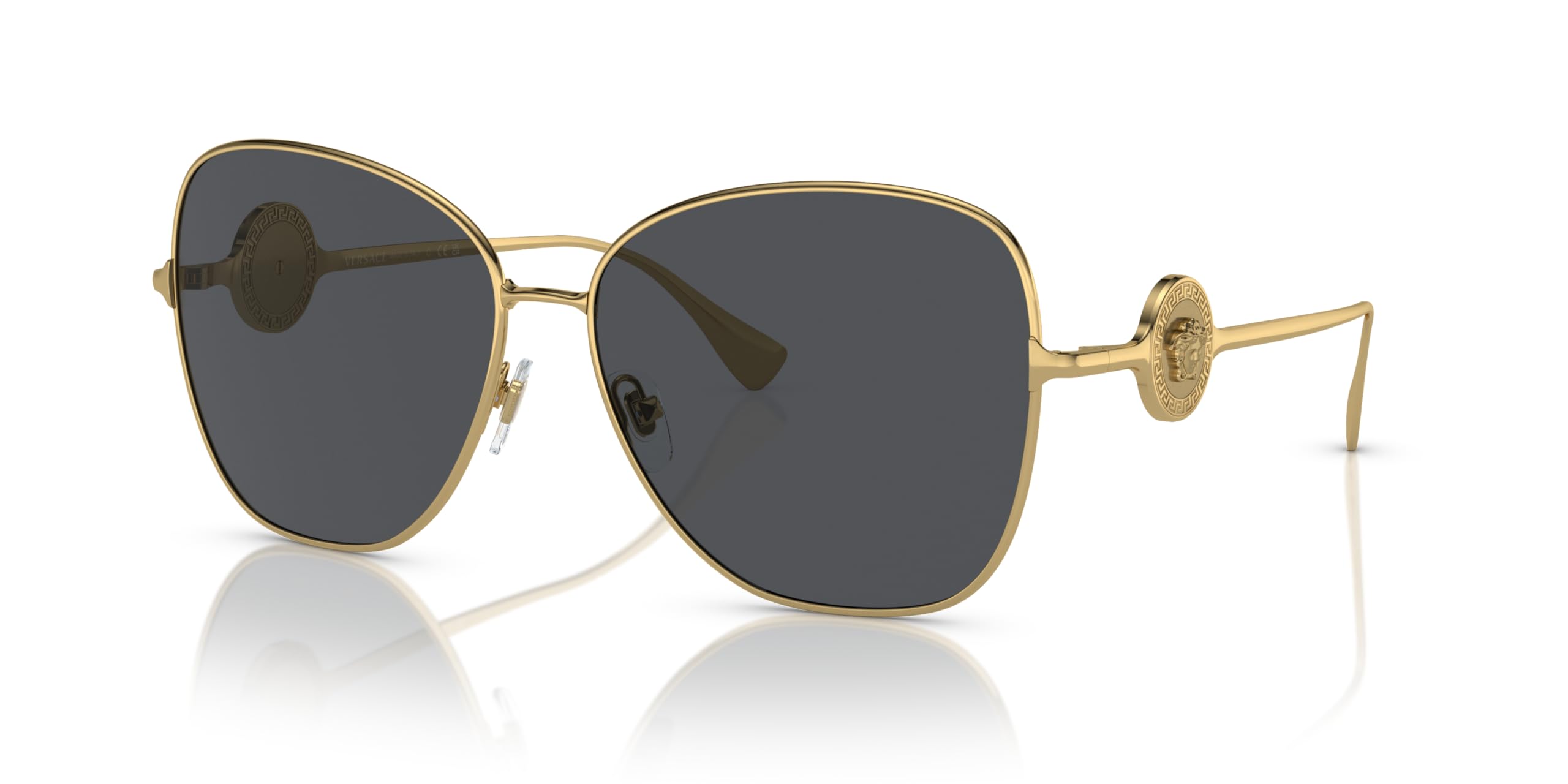 Versace Woman Sunglasses Gold Frame, Dark Grey Lenses, 60MM