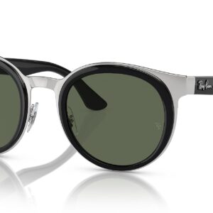 Ray-Ban RB3710 Bonnie Round Sunglasses, Black on Silver/Dark Green, 50 mm