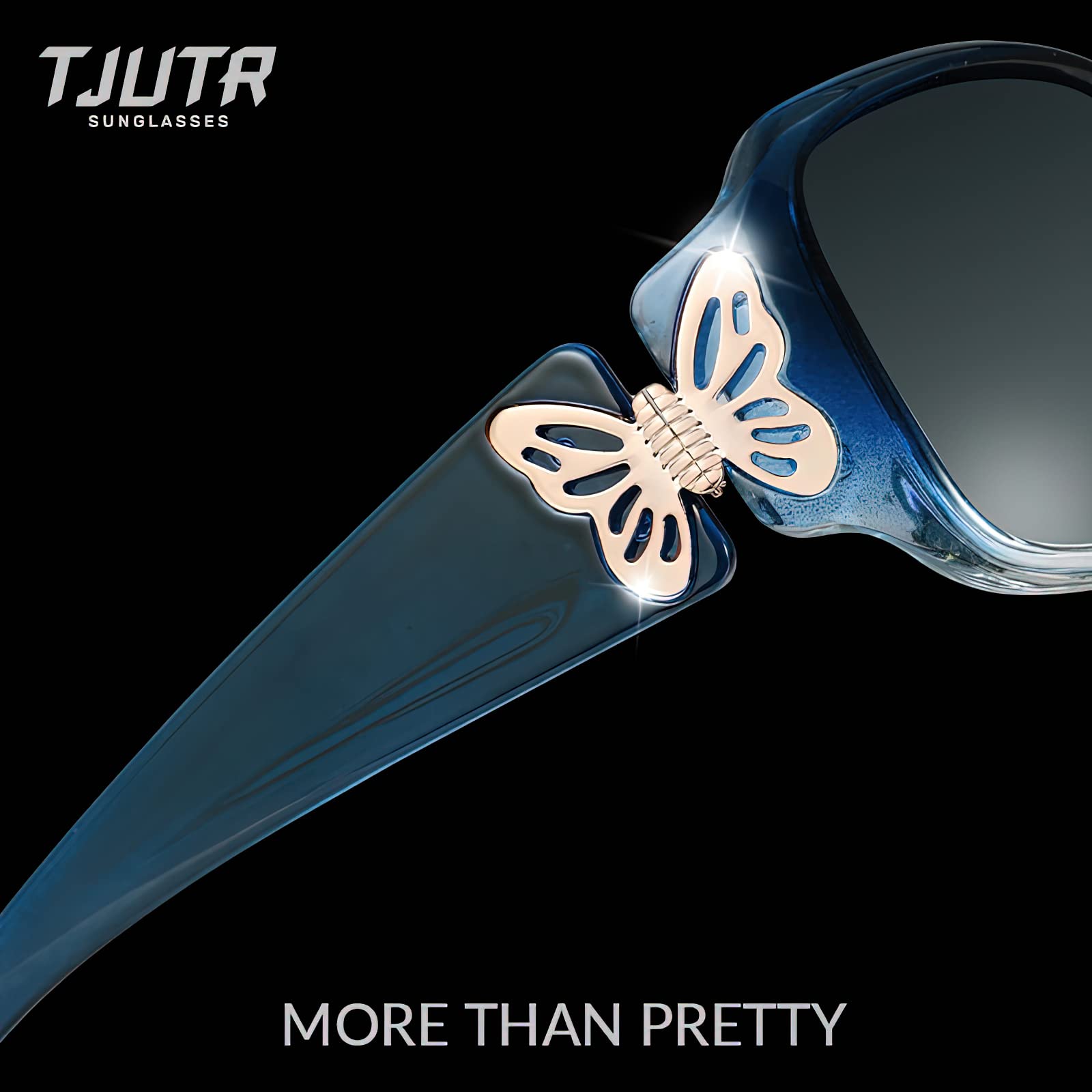 TJUTR Polarized Sunglasses for Women with Wrap Around Butterfly Design, Trendy Jackie-O Style for UV400 Protection