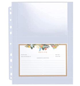 30 pack 120 pockets 4x6 recipe card sleeves,3 ring binder recipe card protector pages,double sided 2 pocket refill sheets for recipe book, 8.5x11 inch top loading clear sleeve sheets