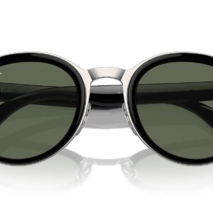 Ray-Ban RB3710 Bonnie Round Sunglasses, Black on Silver/Dark Green, 50 mm