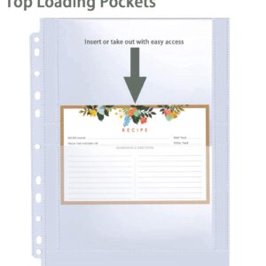 30 Pack 120 Pockets 4x6 Recipe Card Sleeves,3 Ring Binder Recipe Card Protector Pages,Double Sided 2 Pocket Refill Sheets for Recipe Book, 8.5x11 Inch Top Loading Clear Sleeve Sheets