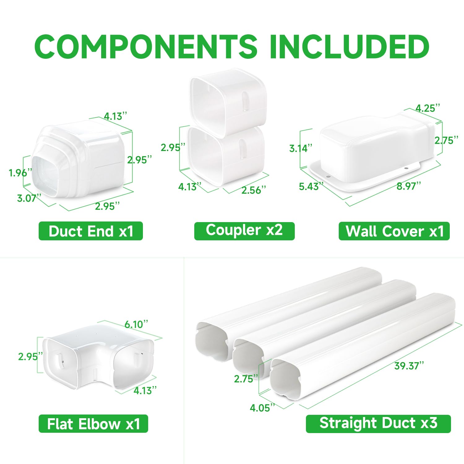 Cestluck 4'' 11 Ft Mini Split Line Set Cover, PVC & PP Line Cover Set Universal for Mini Split AC & Central AC