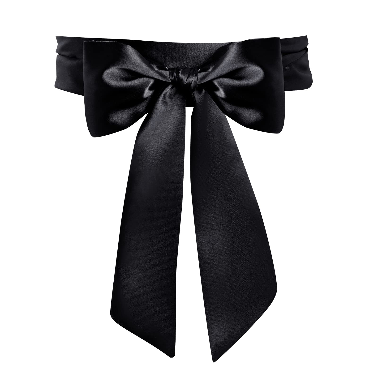 obmwang Wedding Satin Sash Belt for Special Occasion Dress Bridal Sash 4'' Wide Double Side, Black