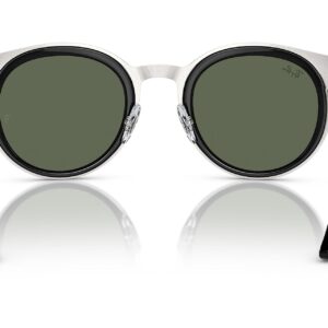 Ray-Ban RB3710 Bonnie Round Sunglasses, Black on Silver/Dark Green, 50 mm