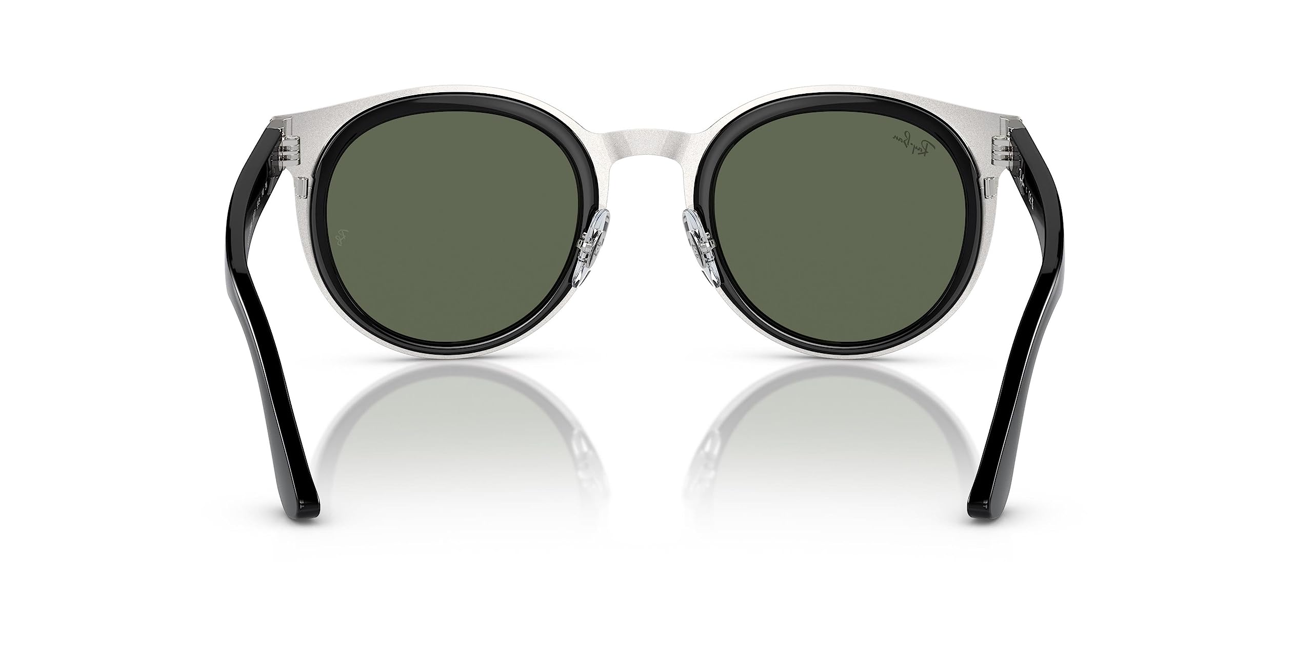 Ray-Ban RB3710 Bonnie Round Sunglasses, Black on Silver/Dark Green, 50 mm