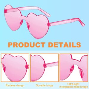 REHALY 16 Pairs Heart Shaped Rimless Sunglasses Colorful Heart Glasses Transparent Heart Sunglasses Party Favors