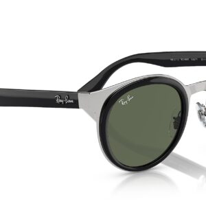 Ray-Ban RB3710 Bonnie Round Sunglasses, Black on Silver/Dark Green, 50 mm