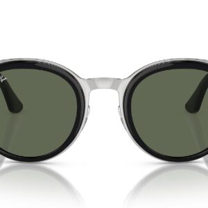 Ray-Ban RB3710 Bonnie Round Sunglasses, Black on Silver/Dark Green, 50 mm