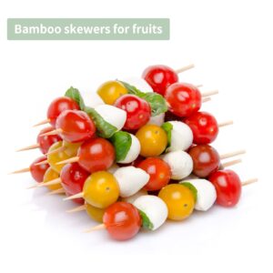 12" Natural Bamboo Wood Barbecue Skewers for Kabob, Appetizer, Fruit, Sausage, Chocolate Fountain, Wooden BBQ Kebob Skewer Stick, Organic Food Sticks for Grilling, Kitchen (Φ=4mm Thick, 100PCS)