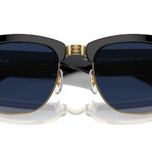 Ray-Ban Unisex Sunglasses Black On Gold Frame, Clear/Blue Lenses, 50MM