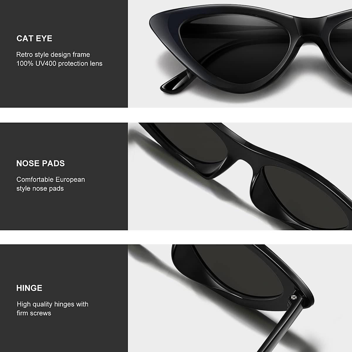 GFUIARA Vintage Cat Eye Sunglasses for Women Classic Retro Narrow Cateye Shades UV400 Protection Sun Glasses Sunnies