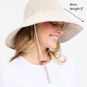 Solbari Ultra Wide Cotton Linen Hat - UPF50+ Packable UV Sun Protection Hat with Large Brim and Detachable Strap, Light Natural, Small - Medium