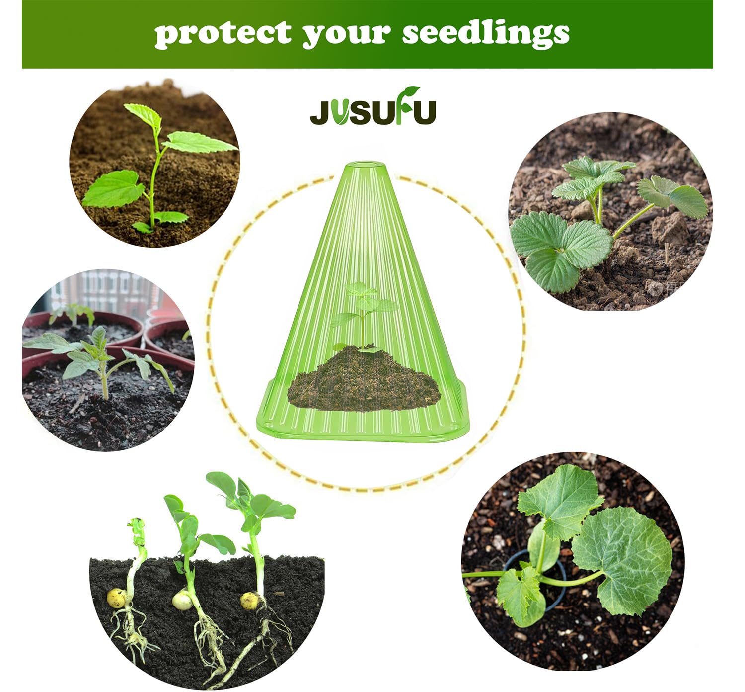 JUSUFU Garden Cloches for Plants, 20 Pack Plant Covers Reusable Plant Bell Cover Protects Plants from Birds, Frost,Snails Etc.