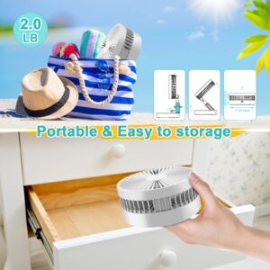 QUALORI Fan Collapsible Fan for Traveling Portable Foldaway Fan Rechargeable Portable Folding Travel Fans Portable Pedestal Standing Fan Foldable Travel with 7200Mah Battery for Bedroom Home Office