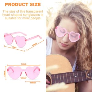 REHALY 16 Pairs Heart Shaped Rimless Sunglasses Colorful Heart Glasses Transparent Heart Sunglasses Party Favors