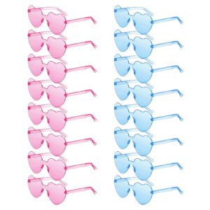 REHALY 16 Pairs Heart Shaped Rimless Sunglasses Colorful Heart Glasses Transparent Heart Sunglasses Party Favors