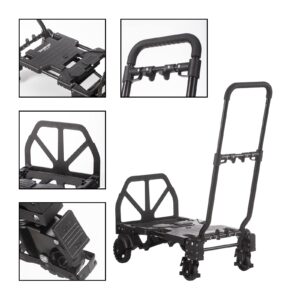 SHIMOYAMA Folding Hand Truck, 330lb Camping Storage Trolley with Brake, Adjustable Luggage Cart with Wheels, Portable Fold up Dolly for Travel, Picnic, Black