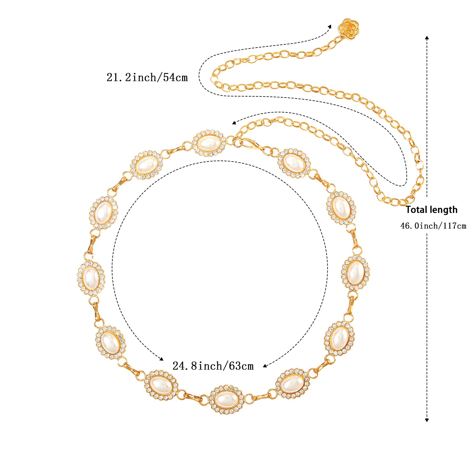 WELROG Metal Waist Chain Belt for Women - Pearls Gold Silver Chain Belts for Dresses Jeans