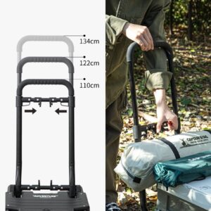 SHIMOYAMA Folding Hand Truck, 330lb Camping Storage Trolley with Brake, Adjustable Luggage Cart with Wheels, Portable Fold up Dolly for Travel, Picnic, Black