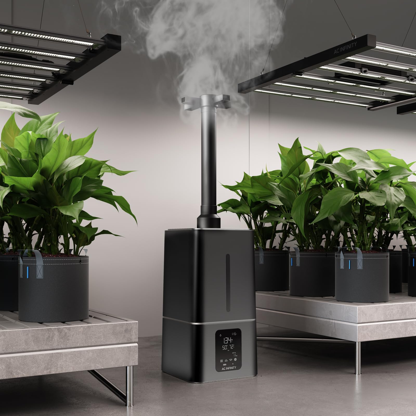 AC Infinity CLOUDFORGE T7, Plant Humidifier 15L with VPD Humidity Controls, 10-Level Precision Vaporizer, Extendable Hose, Targeting Pipe, and No-Leak Seal for Grow Tents