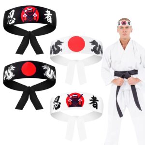 WANGDEFA 24 Pieces Japanese Headband Samurai Headband Ninja Headbands Ninja Warrior Headbands Sushi Chef Bandana for Karate Sports Cooking Kitchen Costume Supply