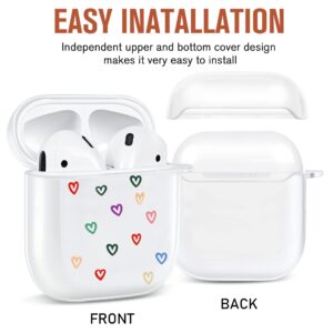 Case for Airpod Case 2nd Generation,Airpod Case Cute 1st Generation,Heart Cute Airpods Case,Clear Kawaii Airpod Case Cute Cover with Keychain for Women Girls (Mixed Heart 1st/2nd Case)