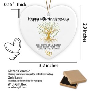 10th for Couple Happy 10th Anniversary Ornament Keepsake Sign Heart Plaque Anniversary Romantic Couple Wedding Engagement Gifts for Her Him Wife Husband