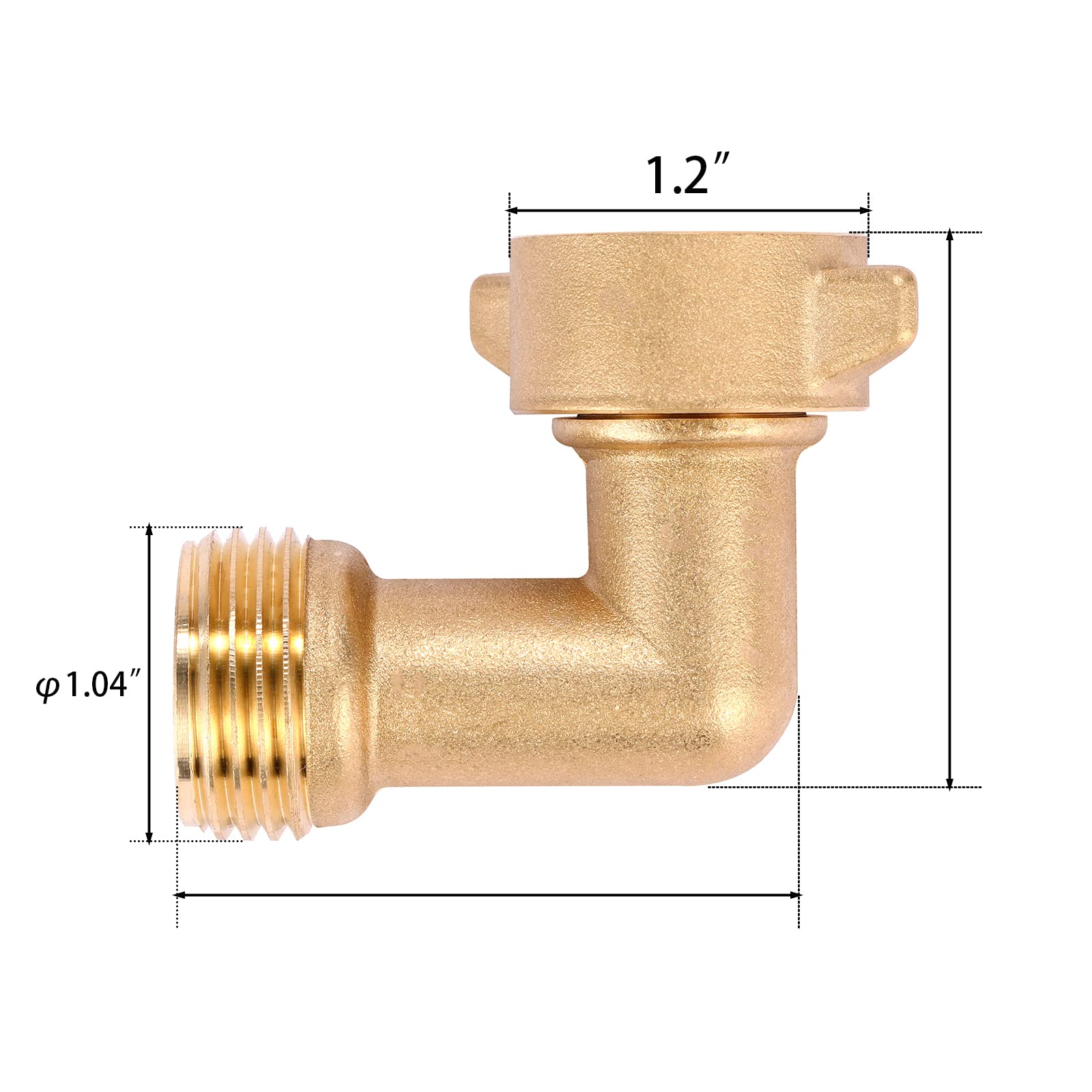 Sanpaint 2 Pack Garden Hose Elbow Connector 90 Degree Brass Hose Elbow, 3/4" Heavy Duty Hose Adapter with 4 O-rings Brass Garden Hose Elbow Solid Brass Adapter