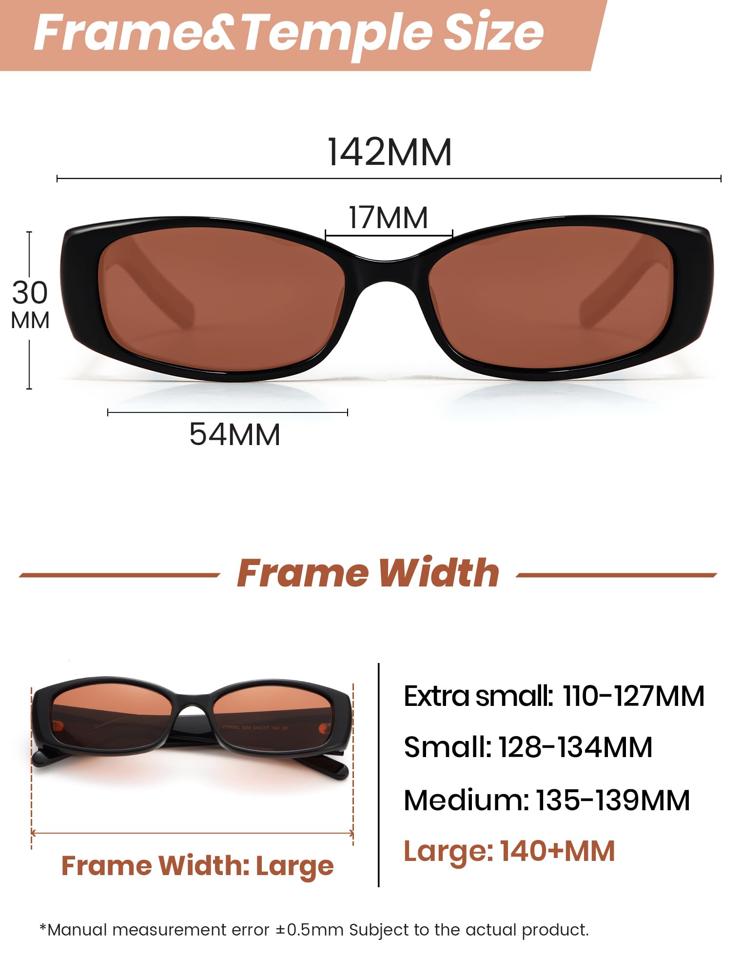 Veda Tinda Vision Trendy Retro Rectangle Sunglasses for Women 80s 90s Y2k Style Narrow Sunnies Cool Vintage Black Frame Brown Lens Sun Glasses UV400 Protection C62S04