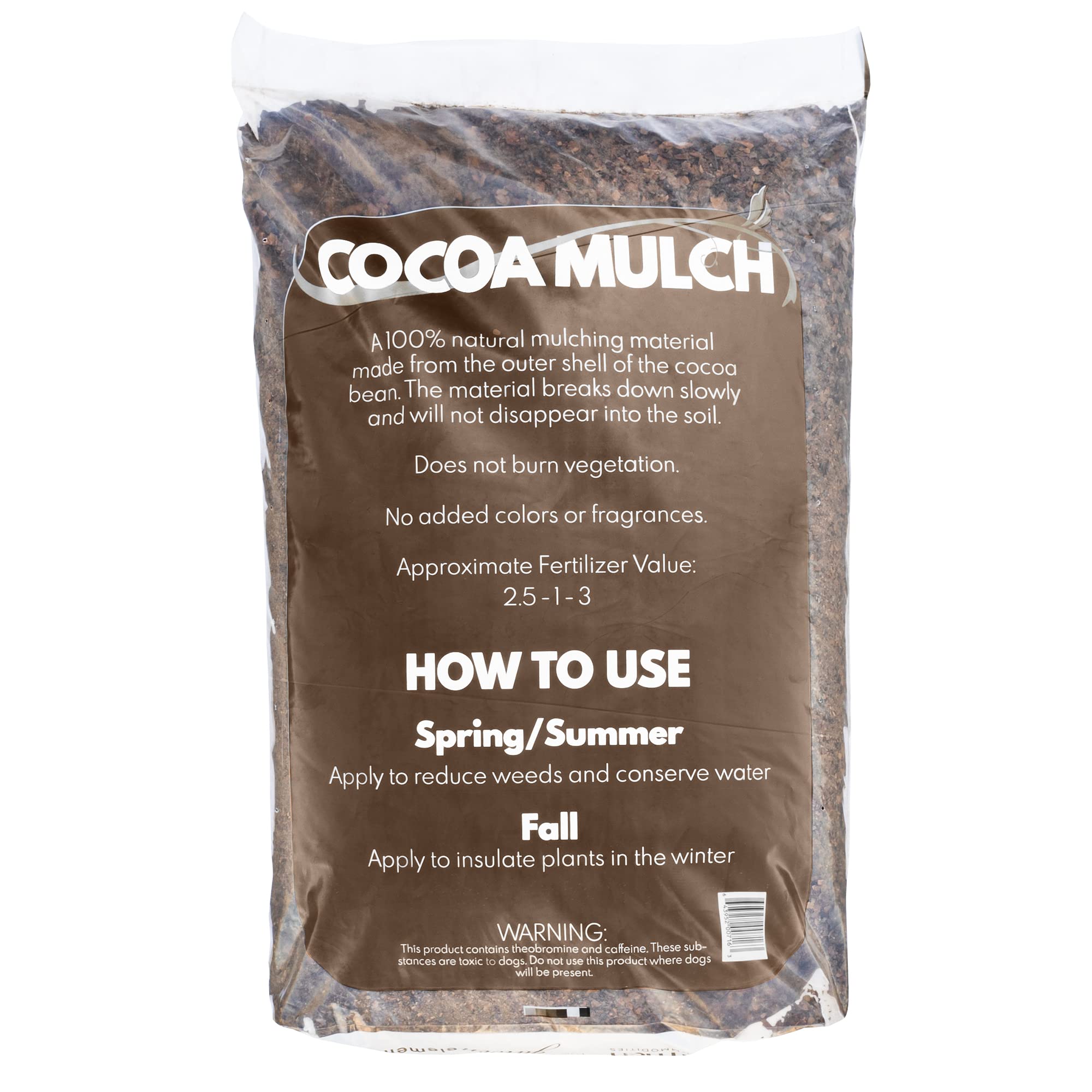 Garden Elements 100% Natural Cocoa Bean Shell Mulch for Gardens, Flower Beds, Potted Plants, Mulching (2 Cubic Foot Bag)