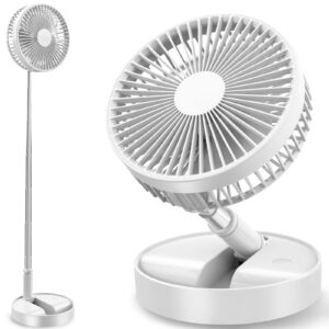 qualori fan collapsible fan for traveling portable foldaway fan rechargeable portable folding travel fans portable pedestal standing fan foldable travel with 7200mah battery for bedroom home office