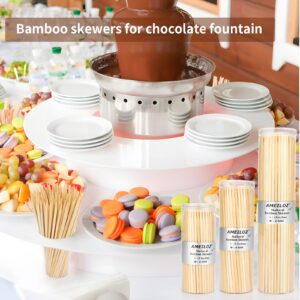 12" Natural Bamboo Wood Barbecue Skewers for Kabob, Appetizer, Fruit, Sausage, Chocolate Fountain, Wooden BBQ Kebob Skewer Stick, Organic Food Sticks for Grilling, Kitchen (Φ=4mm Thick, 100PCS)