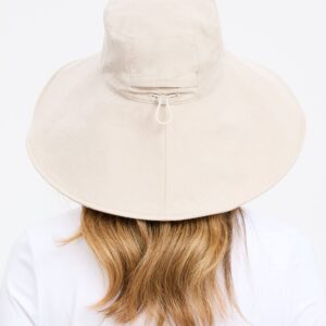 Solbari Ultra Wide Cotton Linen Hat - UPF50+ Packable UV Sun Protection Hat with Large Brim and Detachable Strap, Light Natural, Small - Medium