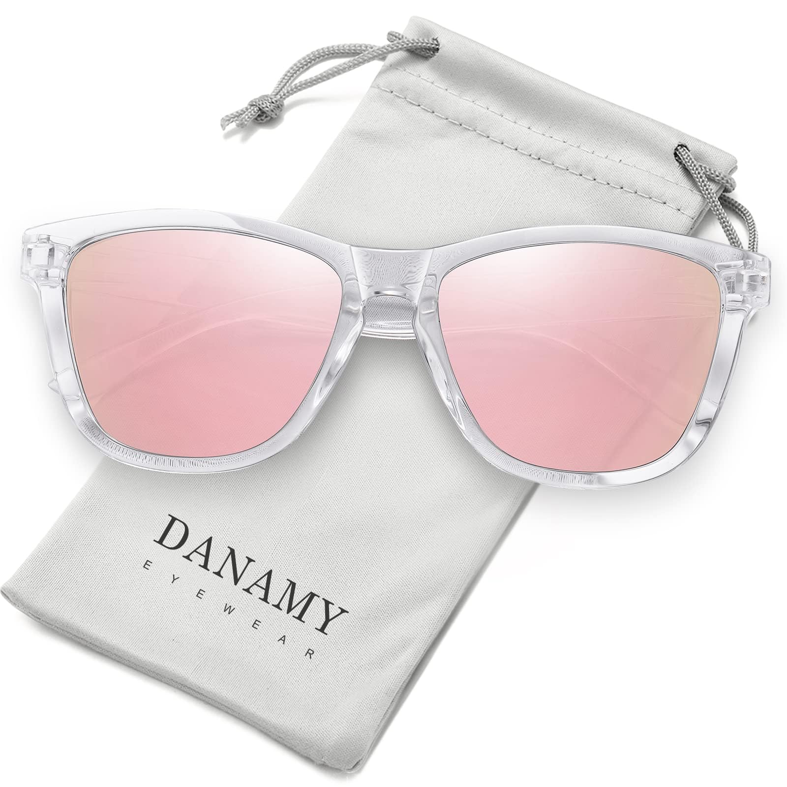 DANAMY Sunglasses Womens Polarized Sunglasses for Women Trendy Designer Mirrored Sunglasses UV400 Protection Sun Glasses