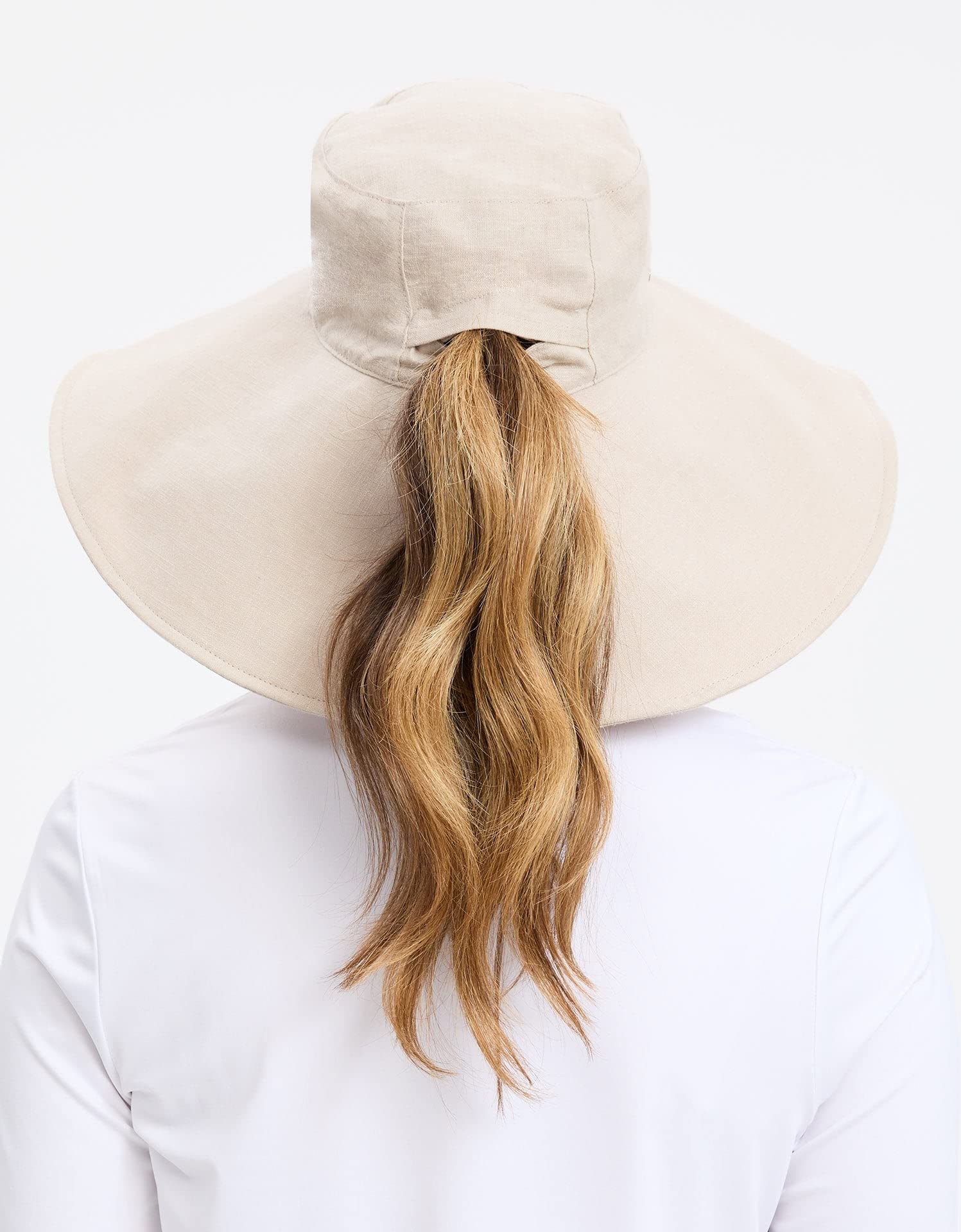 Solbari Ultra Wide Cotton Linen Hat - UPF50+ Packable UV Sun Protection Hat with Large Brim and Detachable Strap, Light Natural, Small - Medium