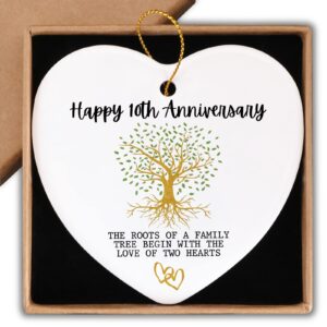 10th for couple happy 10th anniversary ornament keepsake sign heart plaque anniversary romantic couple wedding engagement gifts for her him wife husband