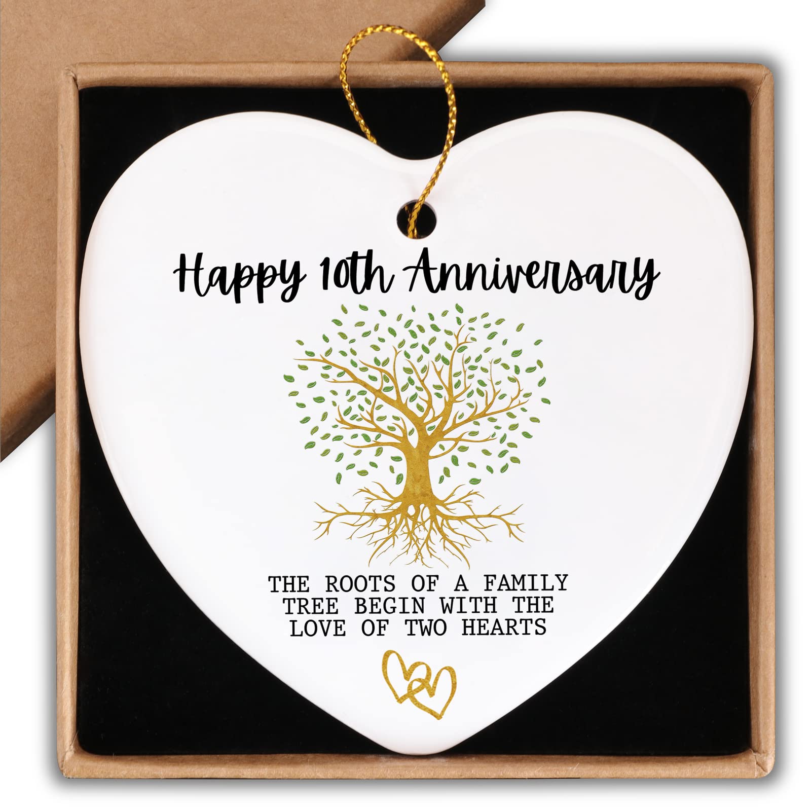 10th for Couple Happy 10th Anniversary Ornament Keepsake Sign Heart Plaque Anniversary Romantic Couple Wedding Engagement Gifts for Her Him Wife Husband