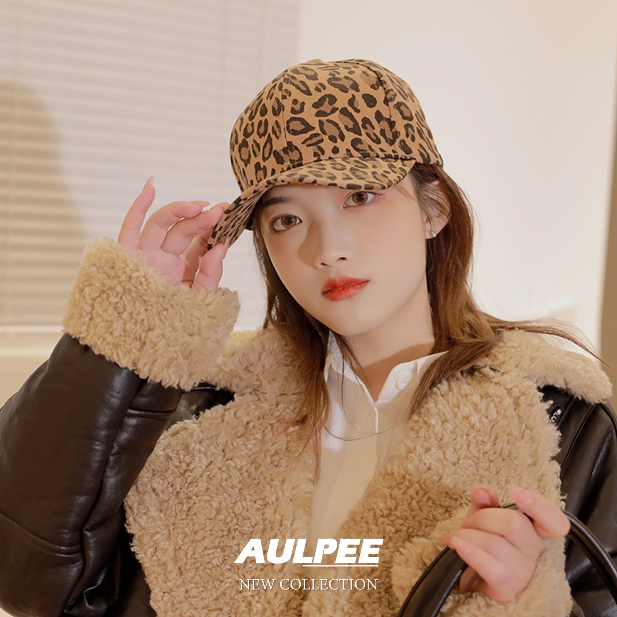 AULPEE Women's Baseball Cap,Low Profile Leopard Print Adjustable Hat,Vintage Baseball Hat (Dark Leopard)