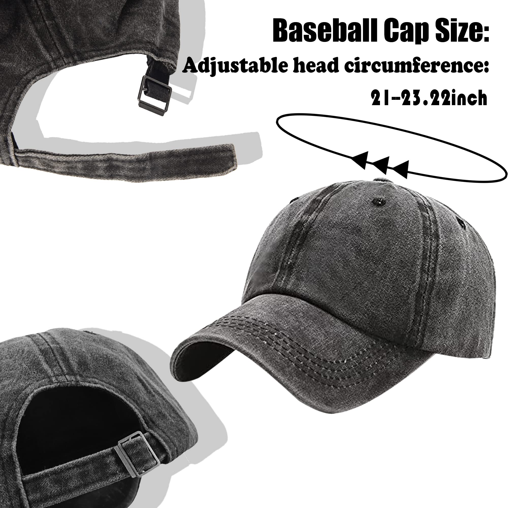 3 Pack Washed Plain Vintage Baseball Cap Cotton Adjustable Twill Bulk Low Profile Classic Dad Hat for Men/Women(Dark Green+Black+Khaki)