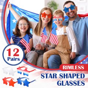 Xuhal 12 Pcs Star Shaped Sunglasses Bulk 4th of July Star Glasses Patriotic Glasses for Independence Day Party Favors