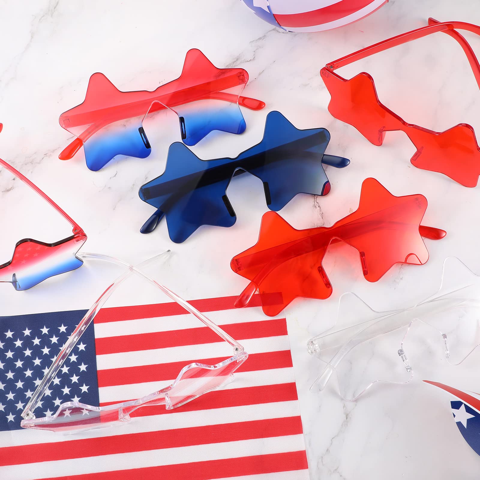 Xuhal 12 Pcs Star Shaped Sunglasses Bulk 4th of July Star Glasses Patriotic Glasses for Independence Day Party Favors