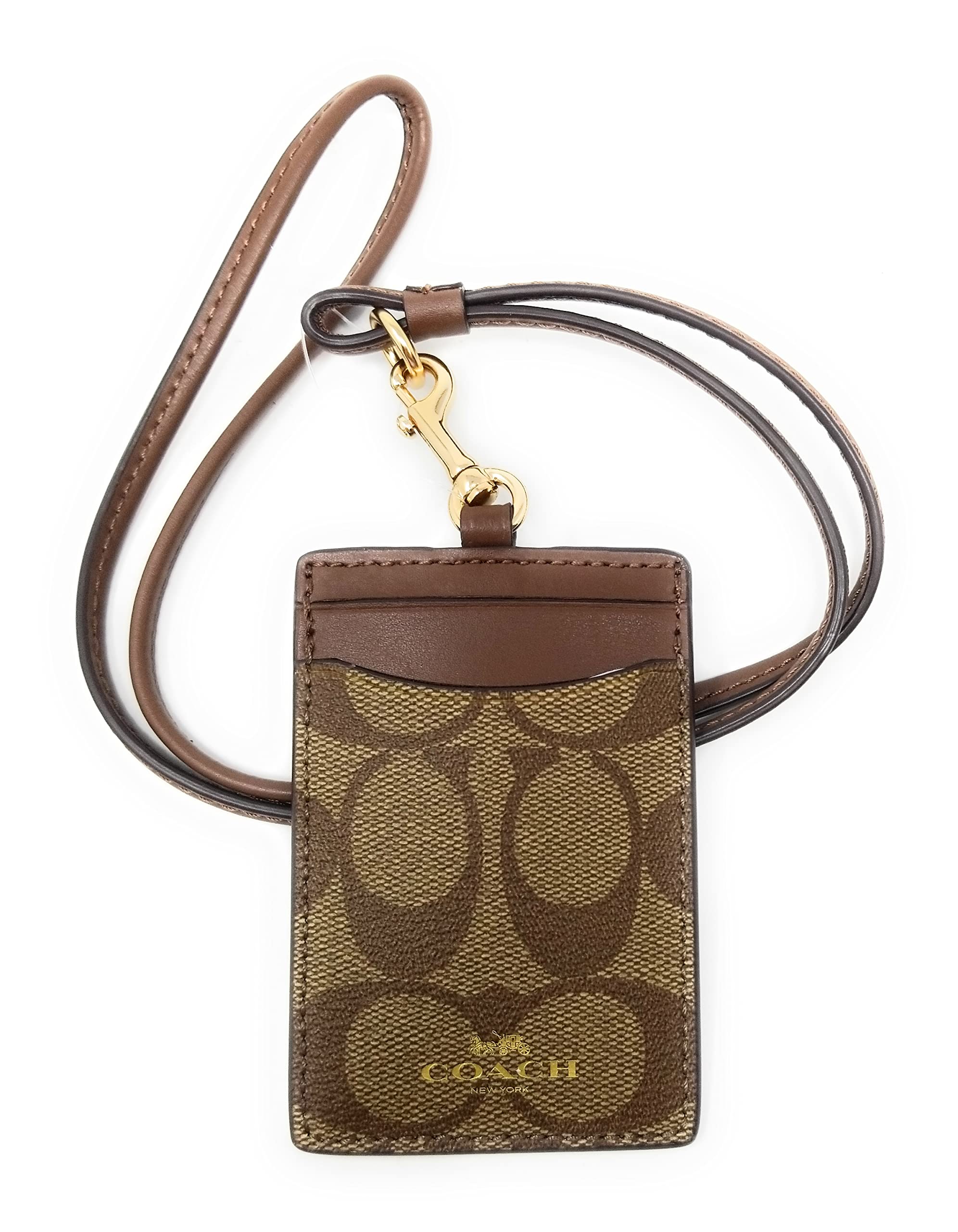 Coach ID Lanyard in Assorted Colors (Signature Canvas, Khaki - Saddle 2)