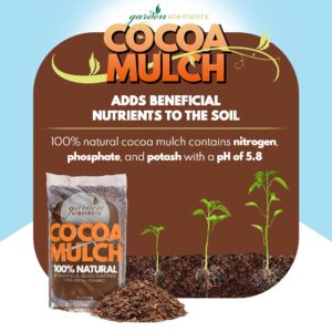 Garden Elements 100% Natural Cocoa Bean Shell Mulch for Gardens, Flower Beds, Potted Plants, Mulching (2 Cubic Foot Bag)