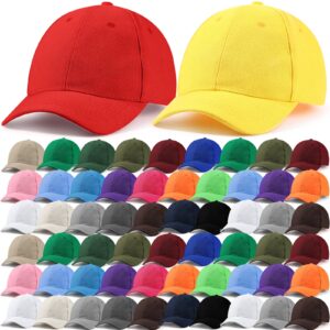 72 Pcs Plain Baseball Caps Bulk Blank Dad Hat Adjustable Back Strap Ball Caps Unisex Golf Hat Solid Color Snapback Cap for Men Women Sports (Multi-Colored)