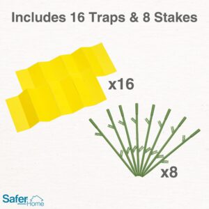 Safer Brand Home SH5026 Houseplant Sticky Stake Insect Traps for Indoor Plants - 16 Traps Included - Controls Aphids, Whiteflies, Fruit Flies, Fungus Gnats, and Other Insects