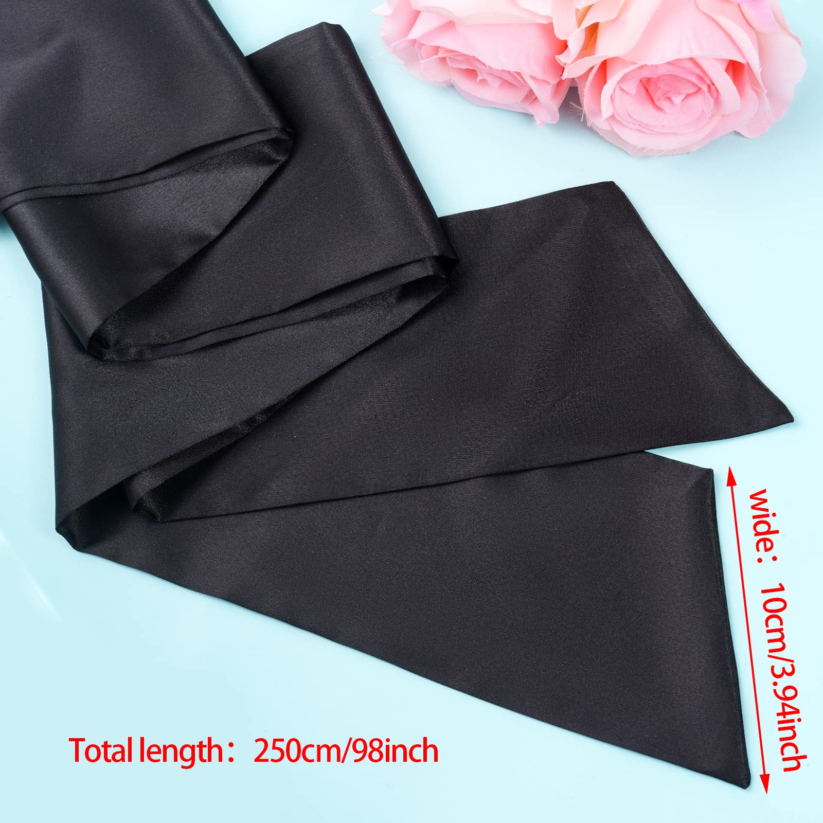 obmwang Wedding Satin Sash Belt for Special Occasion Dress Bridal Sash 4'' Wide Double Side, Black