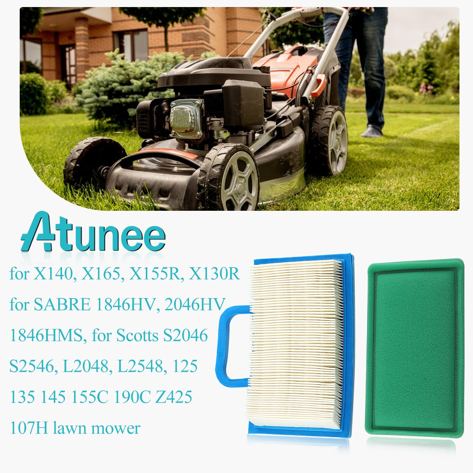 Atunee GY21056 Air Filter with AM125424 Oil Filter for John Deere LA120 LA130 LA140 LA150 L120 LA135 LA145 D130 D140 Lawn Mower