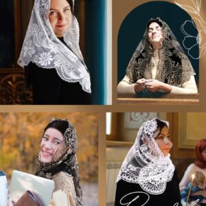 Bozidol Church Veil Lace Mantilla - Triangle Virgin Mary Head Covering Spanish Veil for Women